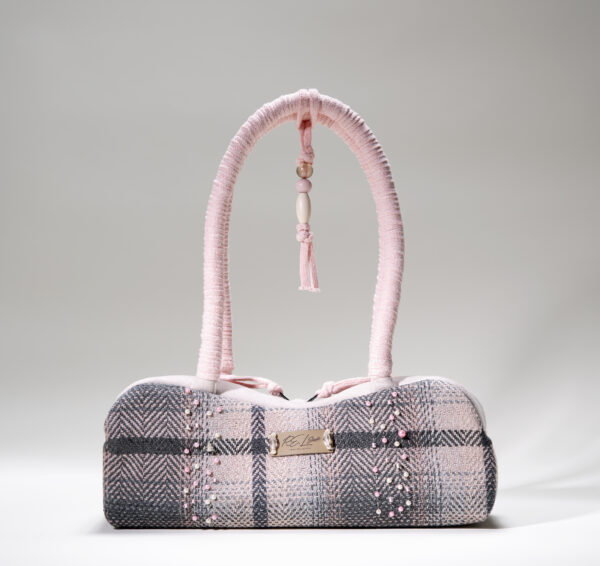 Sunrise Baguette bag  grå/rosa rutig